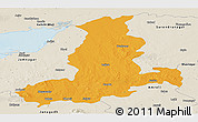 Political Panoramic Map of Rajkot, shaded relief outside