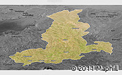 Satellite Panoramic Map of Rajkot, darken, desaturated