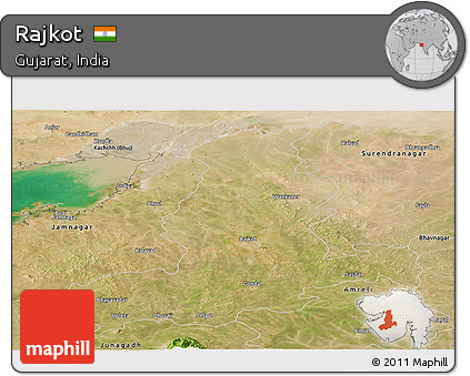 Satellite Panoramic Map of Rajkot