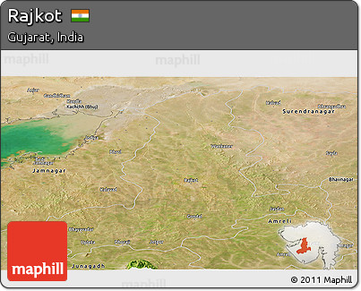 Satellite Panoramic Map of Rajkot