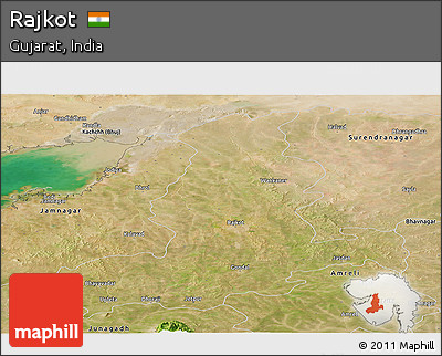 Satellite Panoramic Map of Rajkot