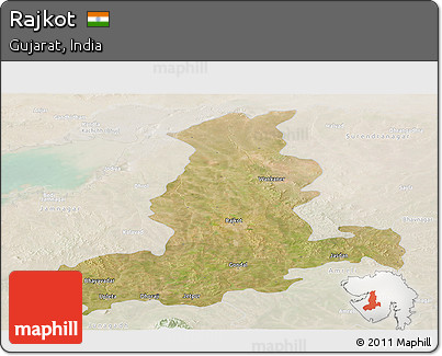 Satellite Panoramic Map of Rajkot, lighten