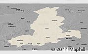 Shaded Relief Panoramic Map of Rajkot, darken, desaturated