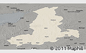 Shaded Relief Panoramic Map of Rajkot, darken, semi-desaturated