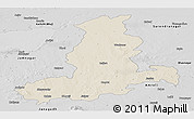 Shaded Relief Panoramic Map of Rajkot, desaturated