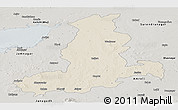 Shaded Relief Panoramic Map of Rajkot, semi-desaturated