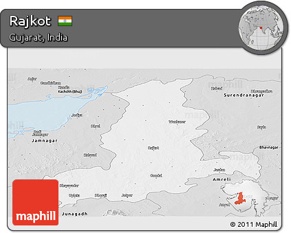 Silver Style Panoramic Map of Rajkot