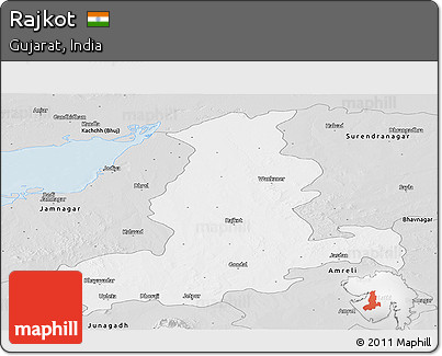Silver Style Panoramic Map of Rajkot