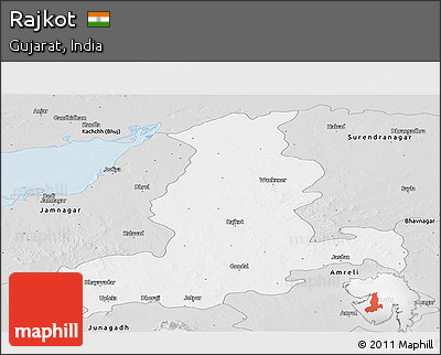 Silver Style Panoramic Map of Rajkot