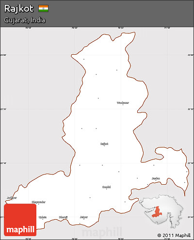 Classic Style Simple Map of Rajkot, cropped outside