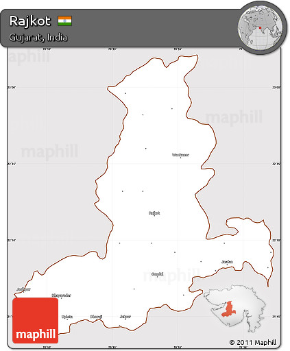 Classic Style Simple Map of Rajkot, cropped outside