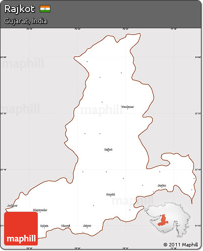 Classic Style Simple Map of Rajkot, cropped outside