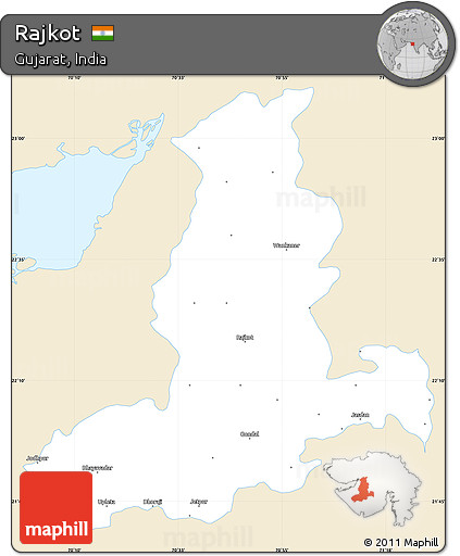 Classic Style Simple Map of Rajkot, single color outside