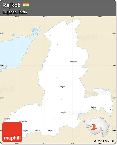 Classic Style Simple Map of Rajkot, single color outside