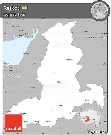 Gray Simple Map of Rajkot