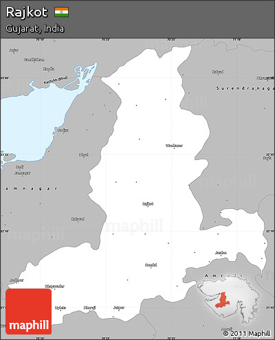 Gray Simple Map of Rajkot