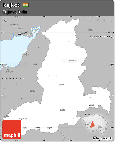 Gray Simple Map of Rajkot
