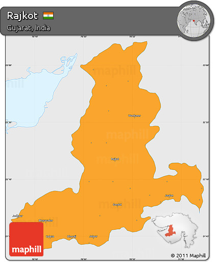 Political Simple Map of Rajkot, single color outside