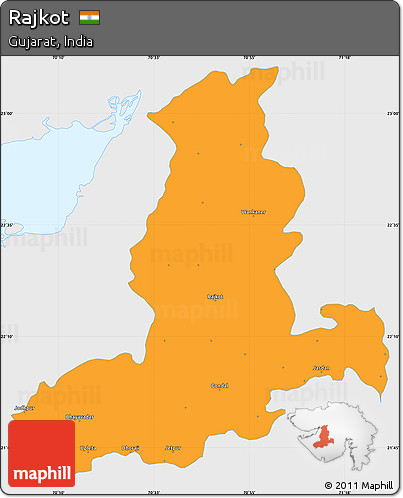 Political Simple Map of Rajkot, single color outside