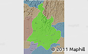 Political 3D Map of Sabarkantha (Himatnagar), semi-desaturated