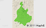 Political 3D Map of Sabarkantha (Himatnagar), shaded relief outside