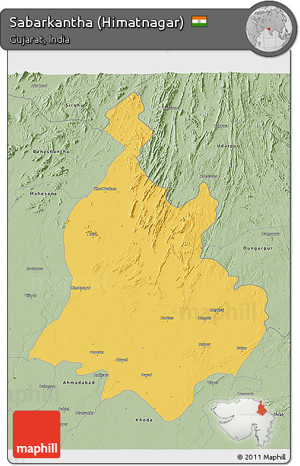 Savanna Style 3D Map of Sabarkantha (Himatnagar)