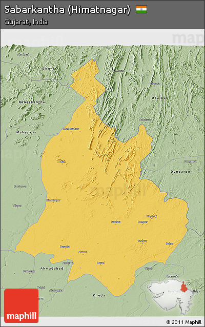 Savanna Style 3D Map of Sabarkantha (Himatnagar)