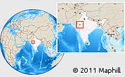 Shaded Relief Location Map of Sabarkantha (Himatnagar), highlighted country, within the entire country