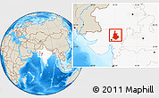 Shaded Relief Location Map of Sabarkantha (Himatnagar), highlighted country
