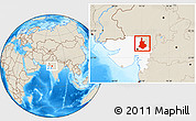Shaded Relief Location Map of Sabarkantha (Himatnagar), highlighted parent region