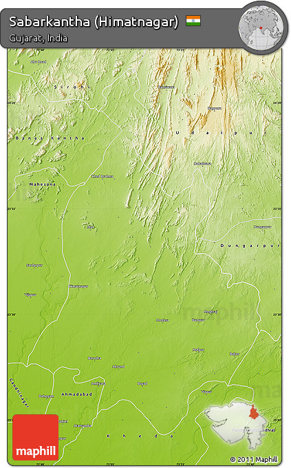 Physical Map of Sabarkantha (Himatnagar)