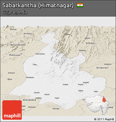 Classic Style Panoramic Map of Sabarkantha (Himatnagar)