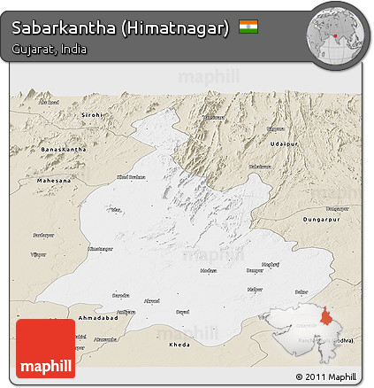 Classic Style Panoramic Map of Sabarkantha (Himatnagar)