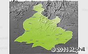 Physical Panoramic Map of Sabarkantha (Himatnagar), darken, desaturated