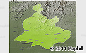 Physical Panoramic Map of Sabarkantha (Himatnagar), darken, semi-desaturated