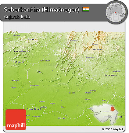 Physical Panoramic Map of Sabarkantha (Himatnagar)