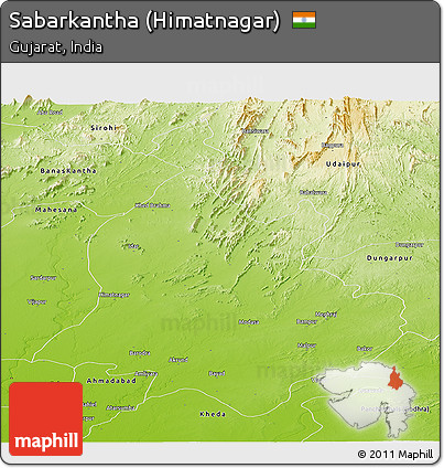 Physical Panoramic Map of Sabarkantha (Himatnagar)