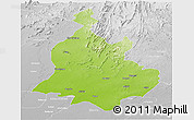 Physical Panoramic Map of Sabarkantha (Himatnagar), lighten, desaturated