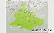 Physical Panoramic Map of Sabarkantha (Himatnagar), lighten, semi-desaturated