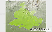 Physical Panoramic Map of Sabarkantha (Himatnagar), semi-desaturated