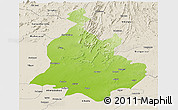 Physical Panoramic Map of Sabarkantha (Himatnagar), shaded relief outside
