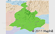Political Panoramic Map of Sabarkantha (Himatnagar), lighten