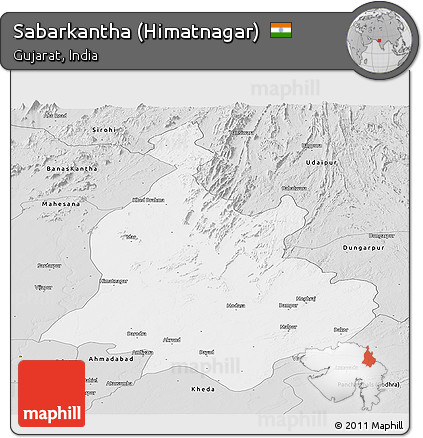 Silver Style Panoramic Map of Sabarkantha (Himatnagar)