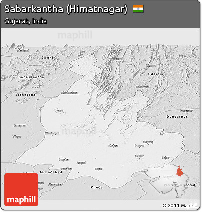Silver Style Panoramic Map of Sabarkantha (Himatnagar)