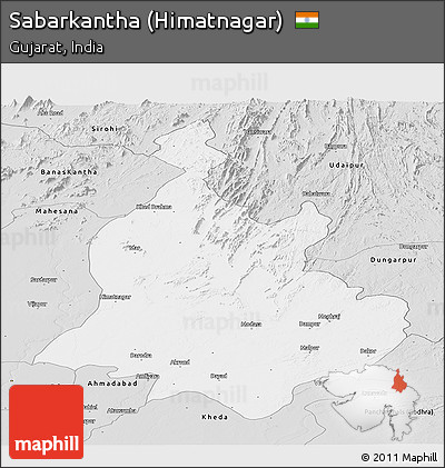 Silver Style Panoramic Map of Sabarkantha (Himatnagar)