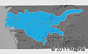 Political 3D Map of Surat, darken, desaturated