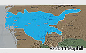 Political 3D Map of Surat, darken, semi-desaturated