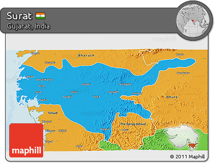 Political 3D Map of Surat