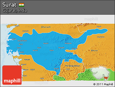 Political 3D Map of Surat