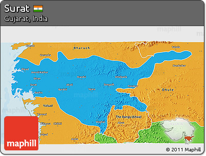 Political 3D Map of Surat